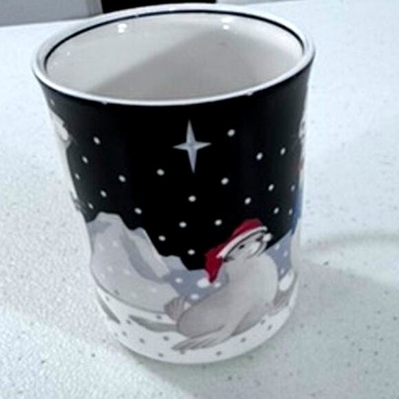 "NORITAKE" Epoch Christmas Party Mugs ,Seals, Micro, Oven, and Dishwasher Safe - Picture 2 of 7